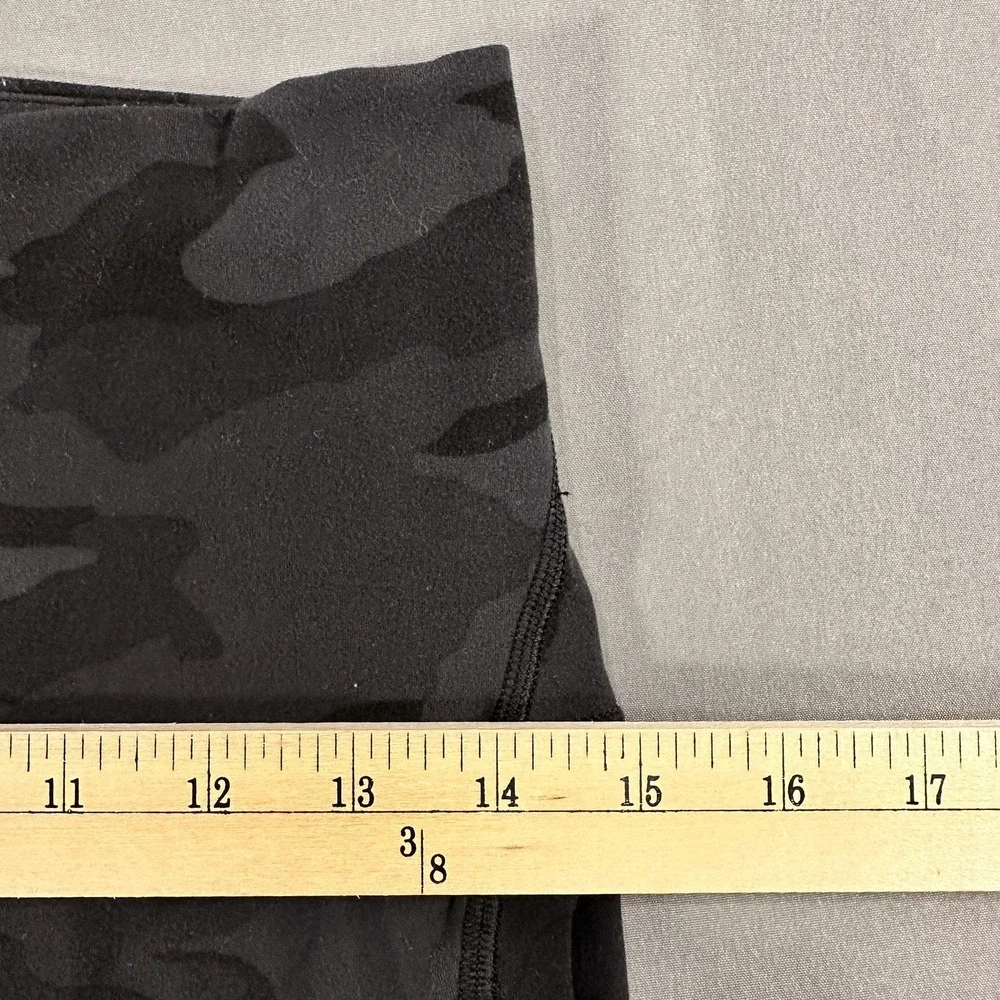 Lululemon Leggings Womens 10 Black Camo High Rise Ankle Pockets Yoga Athletic